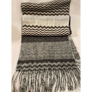 Cashmink Scarf by V Fraas Fringe - Germany - Brown Gray Zig Zag 11" X 51"
